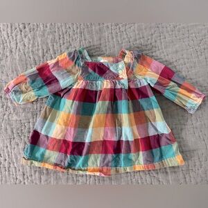 Vintage Baby GAP Multicolor Plaid Dress Full Skirt Fall 6-12 months 100% Cotton